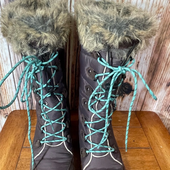 LL Bean 284883 Carrabassett Fur Lace-Up Knee High Snow Boots Women's US 7.5 - Picture 10 of 11